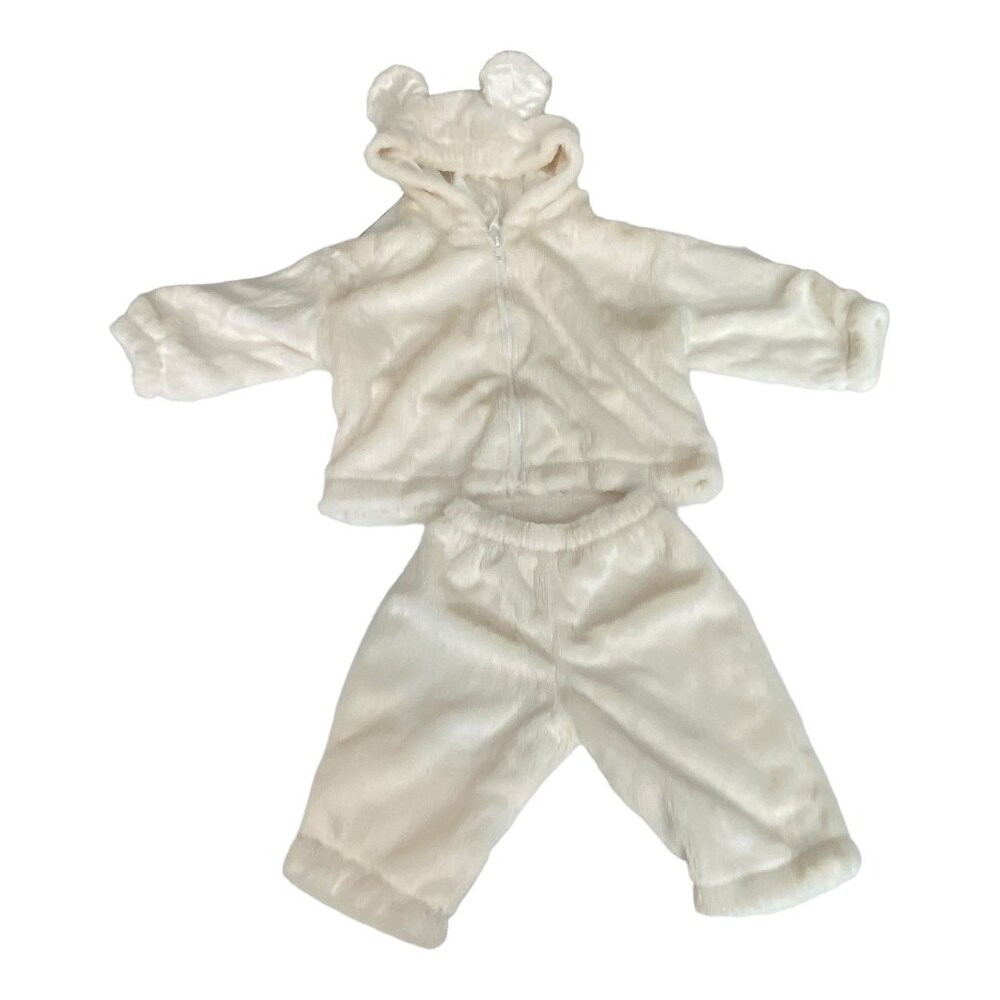 Little Giraffe 2 Piece Baby Luxe Fur Zipper Hoodie Jacket w/ Ears & Pants 12M